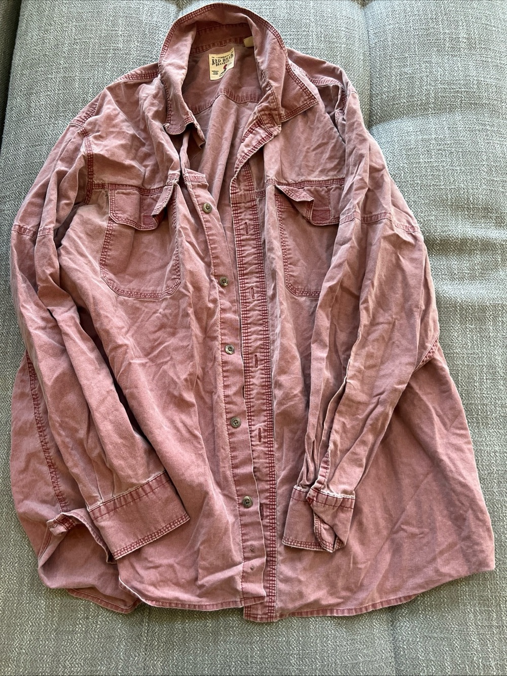 Red Head Ranch Men’s Button Front Shirt Jacket Size XXL 2XL in Red Long Sleeve